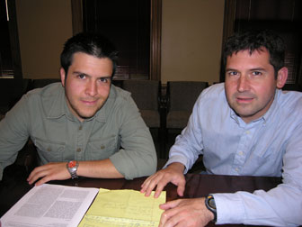 Dr. Jose Conejo-Garcia (right) with graduate student Juan  Cubillos-Ruiz 